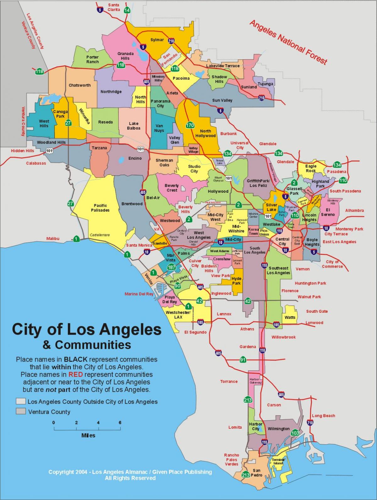 Karte der Stadtviertel von Los Angeles