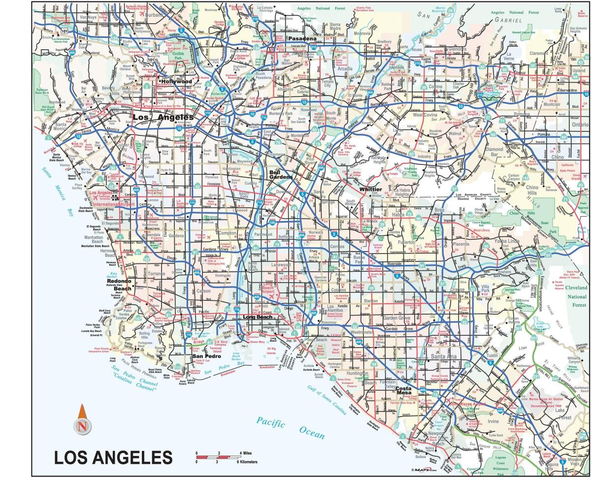 Straßenkarte von Los Angeles