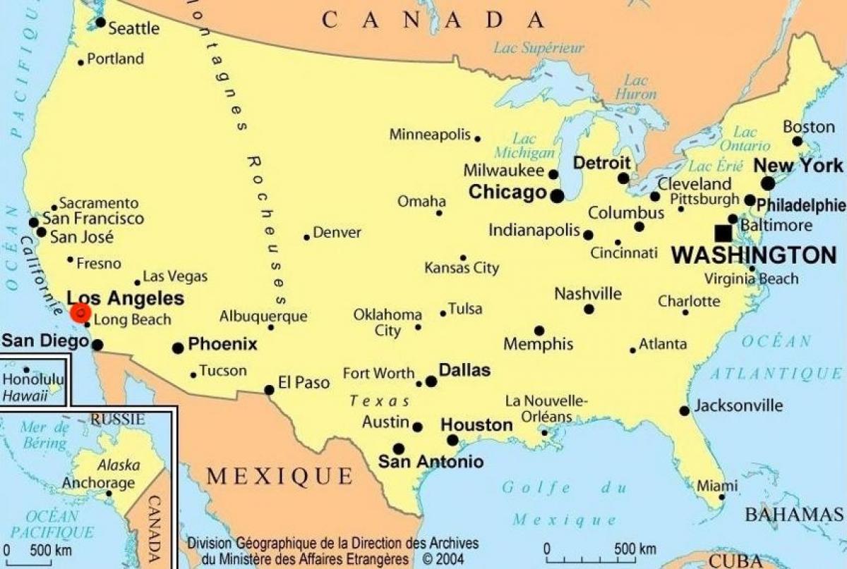Los Angeles auf der USA-Karte