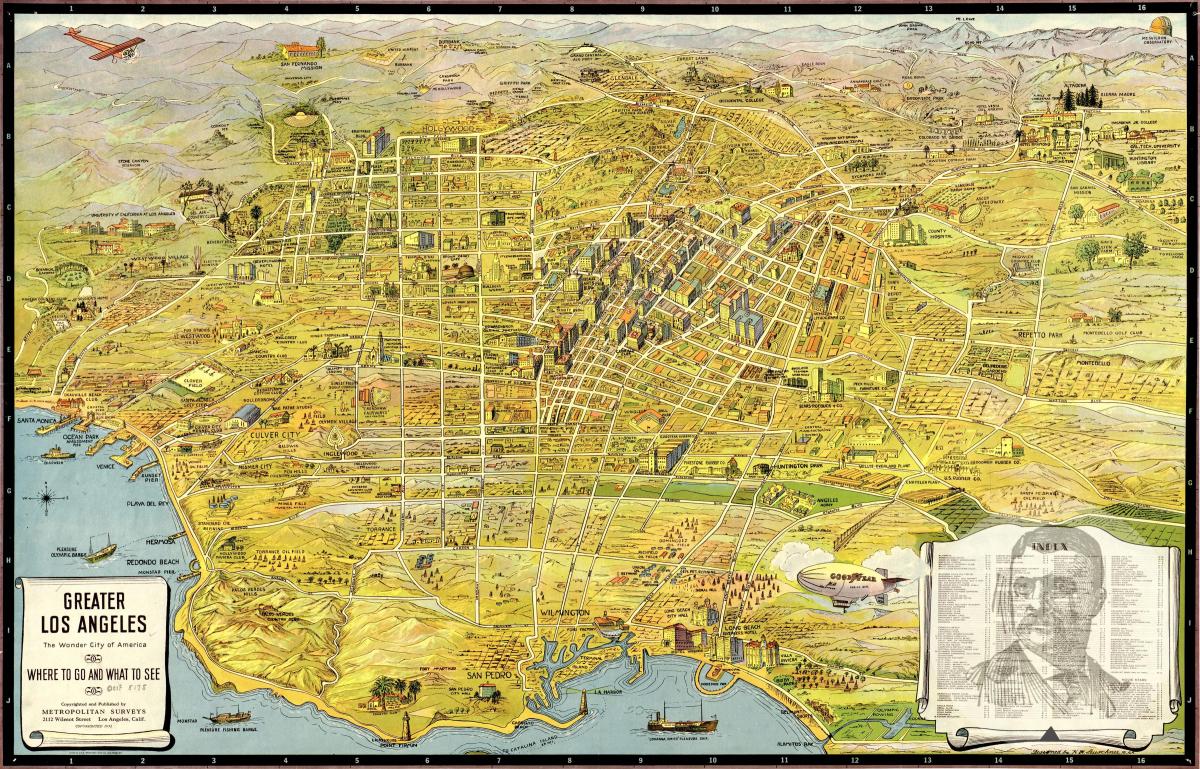 Antike Karte von Los Angeles